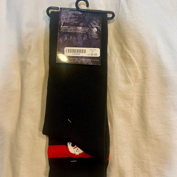 Friday the 13th Knee high Black and Red Socks - Picture 2 of 2